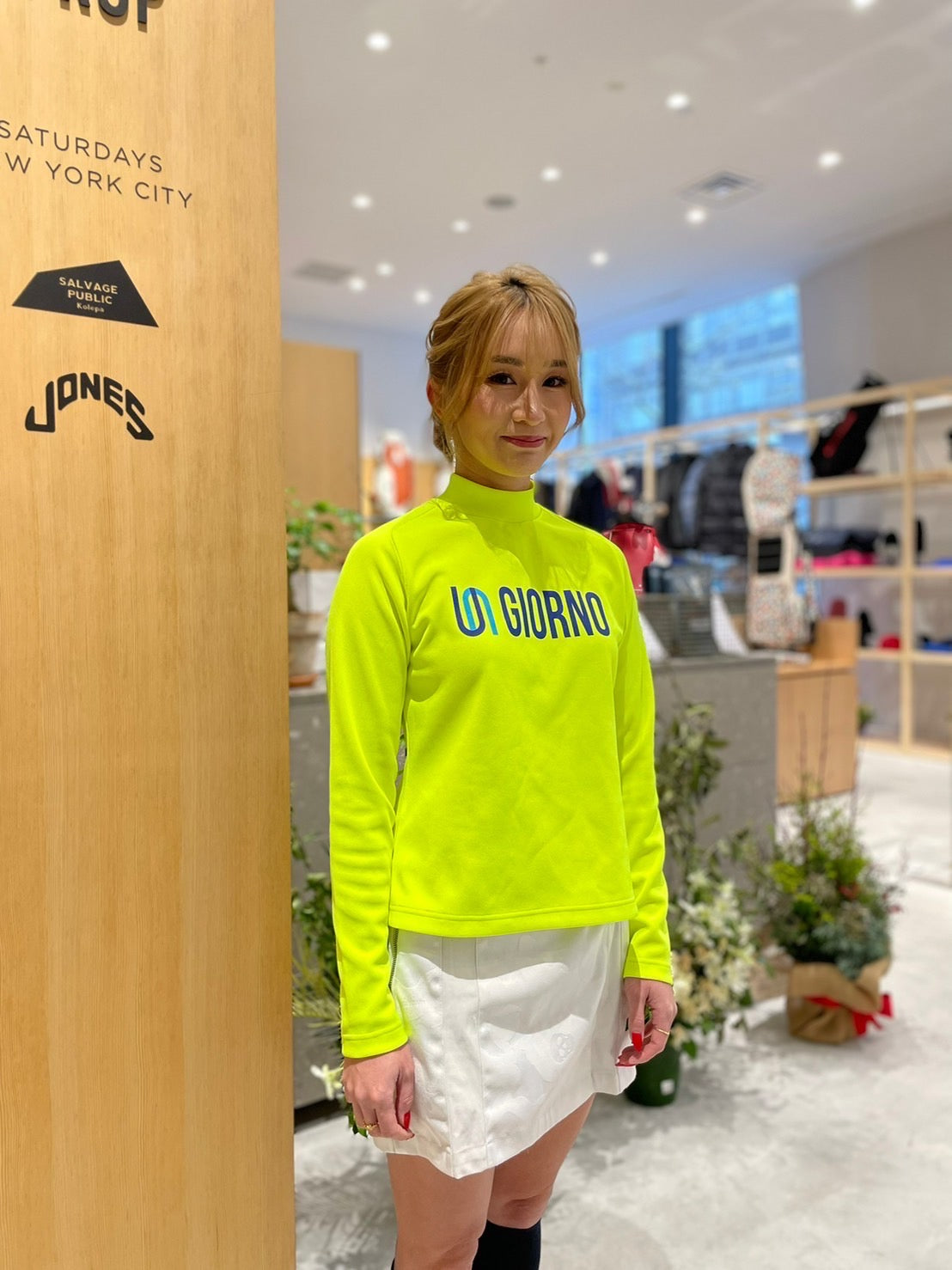 スムース長袖モックシャツ(レディース)